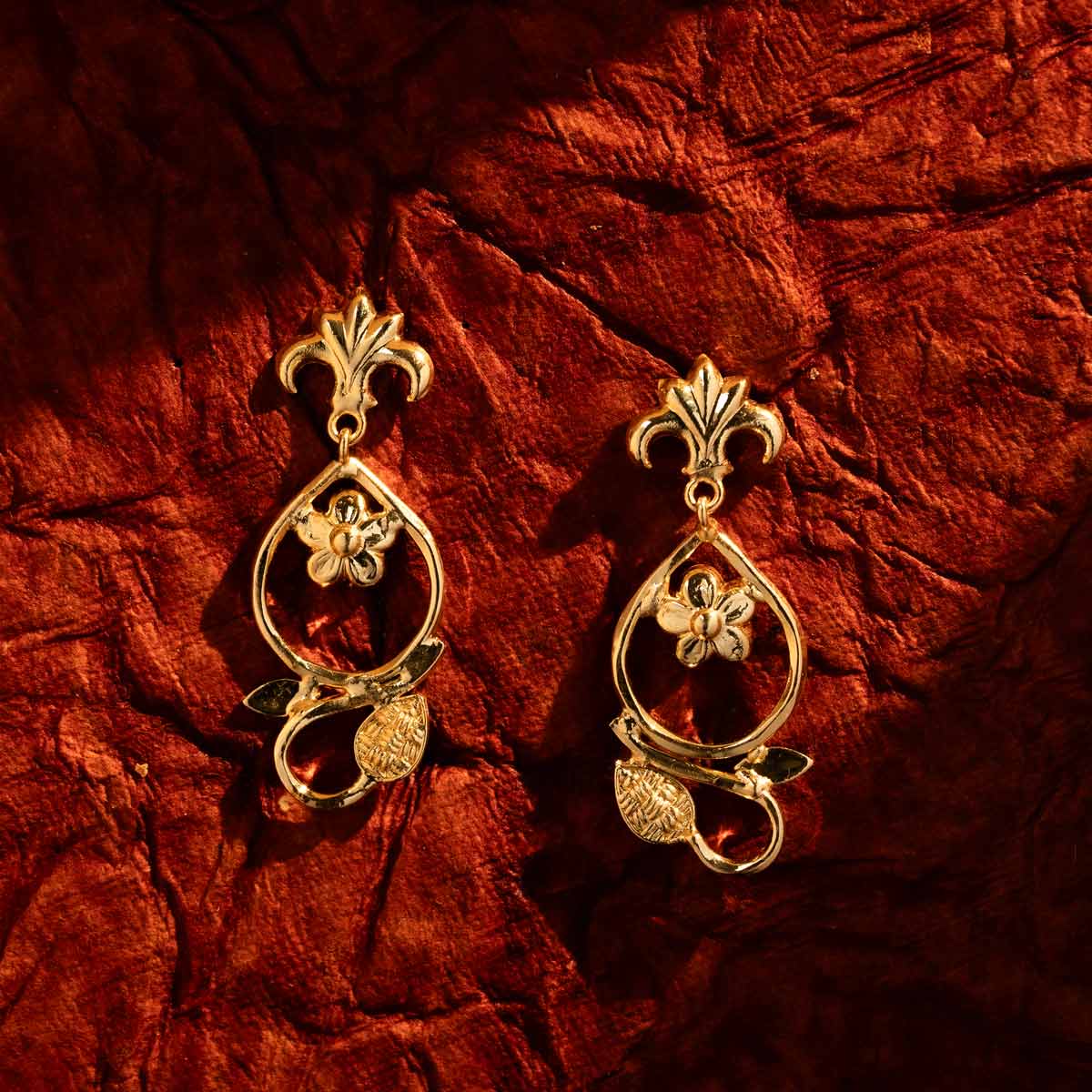 Gold-Plated Floral Drop Earrings