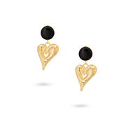 Golden Black Heart Danglers