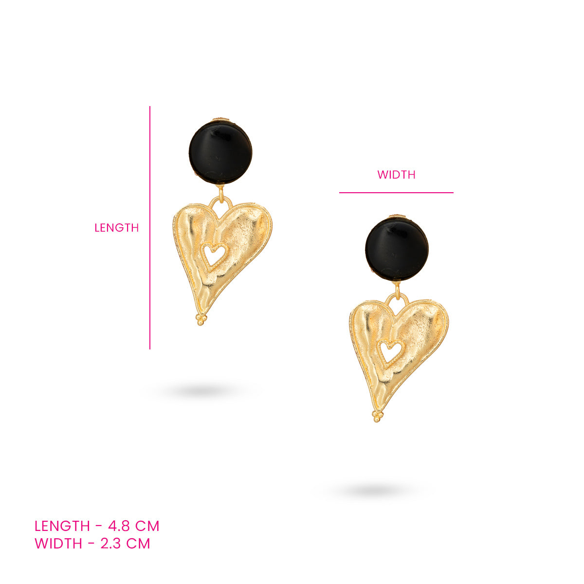 Golden Black Heart Danglers