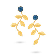 Golden Blue Leaf Drop Earrings