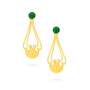 Golden Green Ethnic Drop Earrings