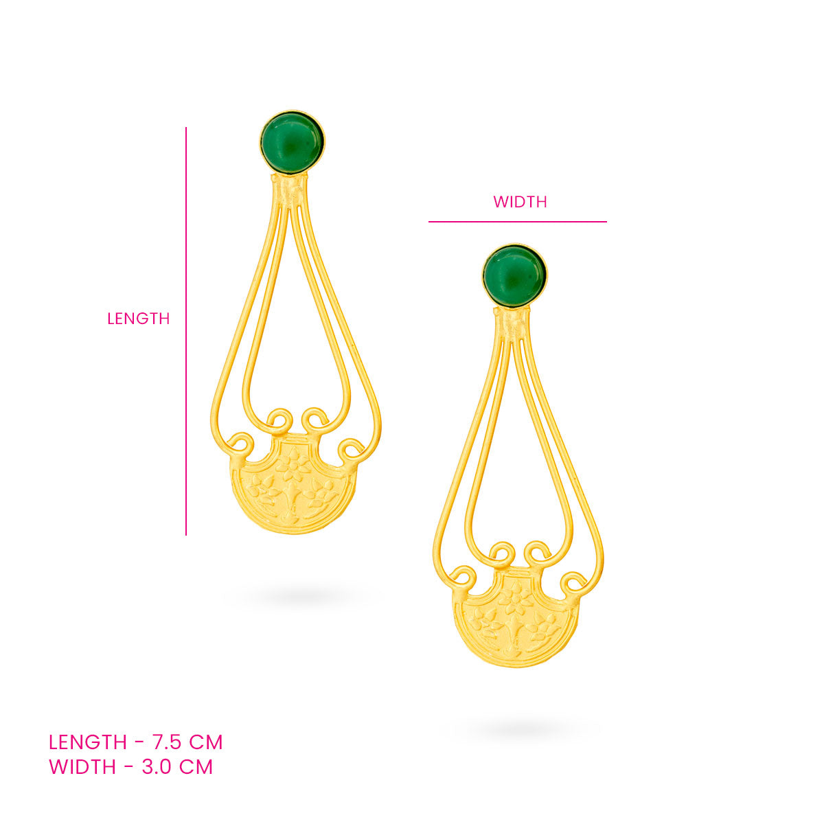 Golden Green Ethnic Drop Earrings