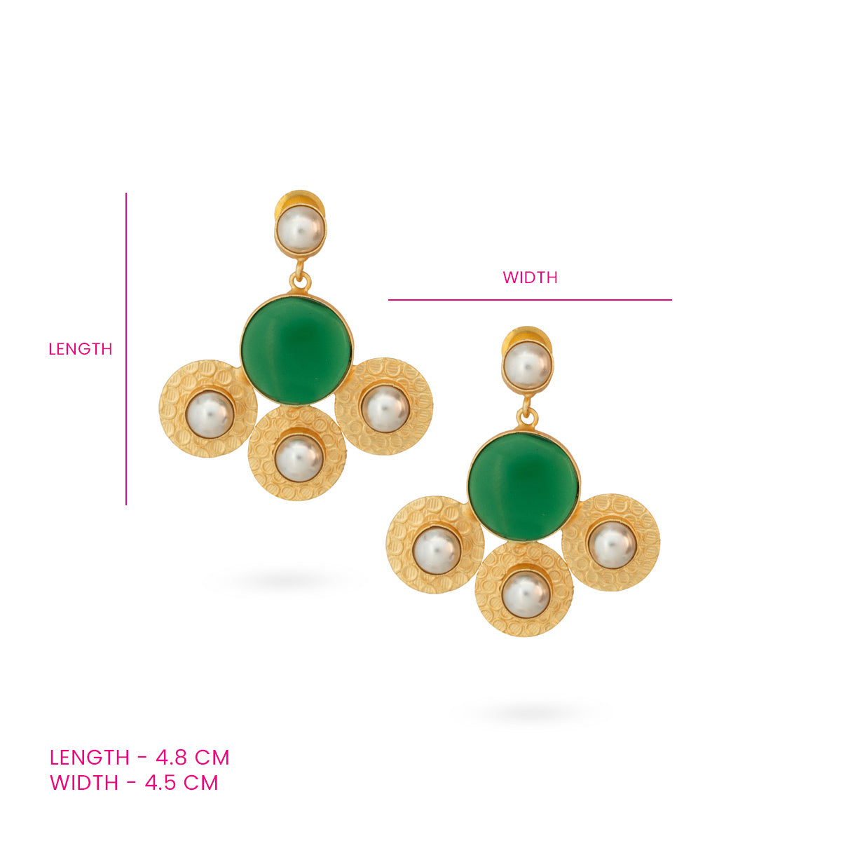 Golden Green Circular Statement Earrings