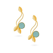 Golden Blue Leaf-Inspired Danglers