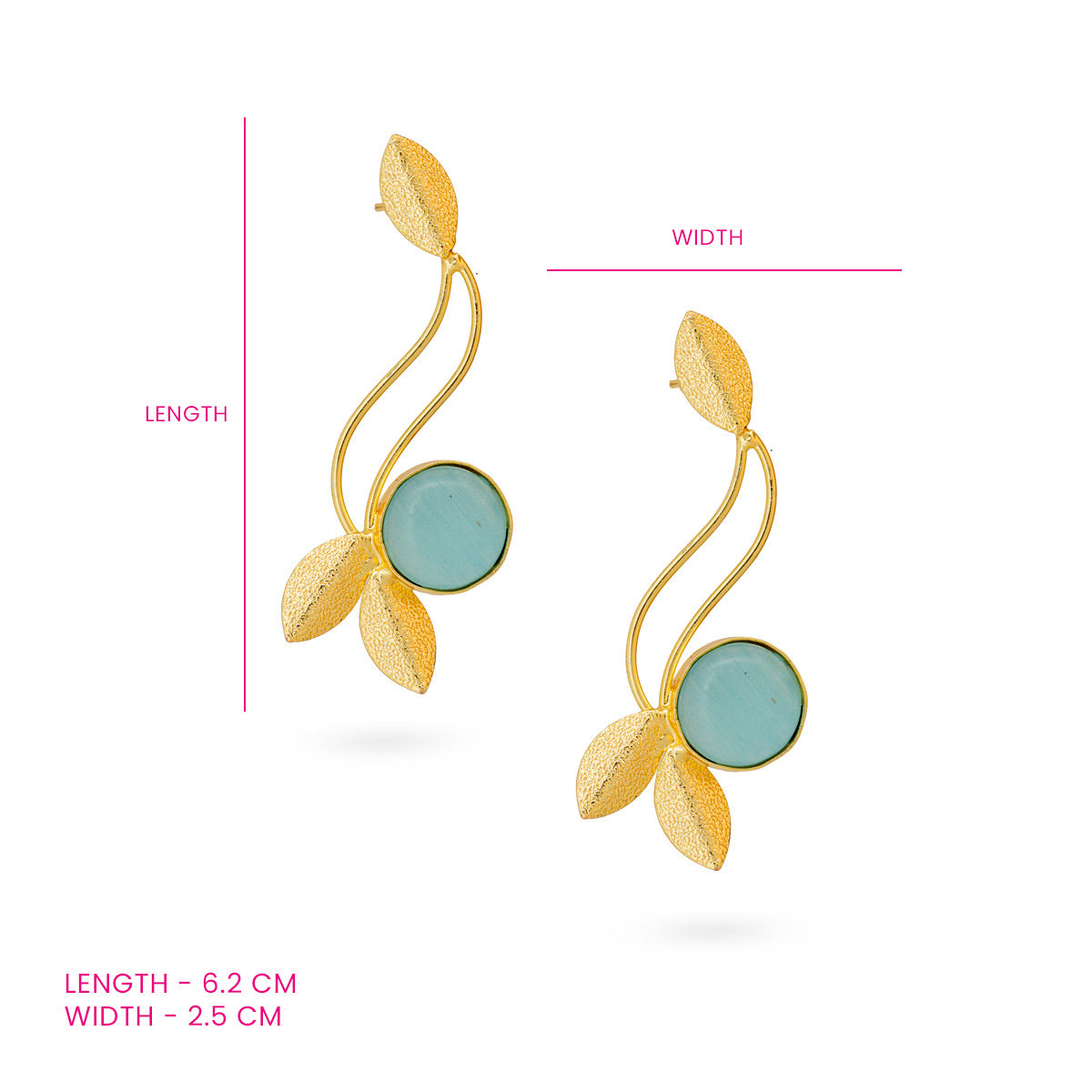 Golden Blue Leaf-Inspired Danglers