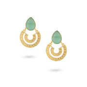 Green Stone Crescent Drop Earrings