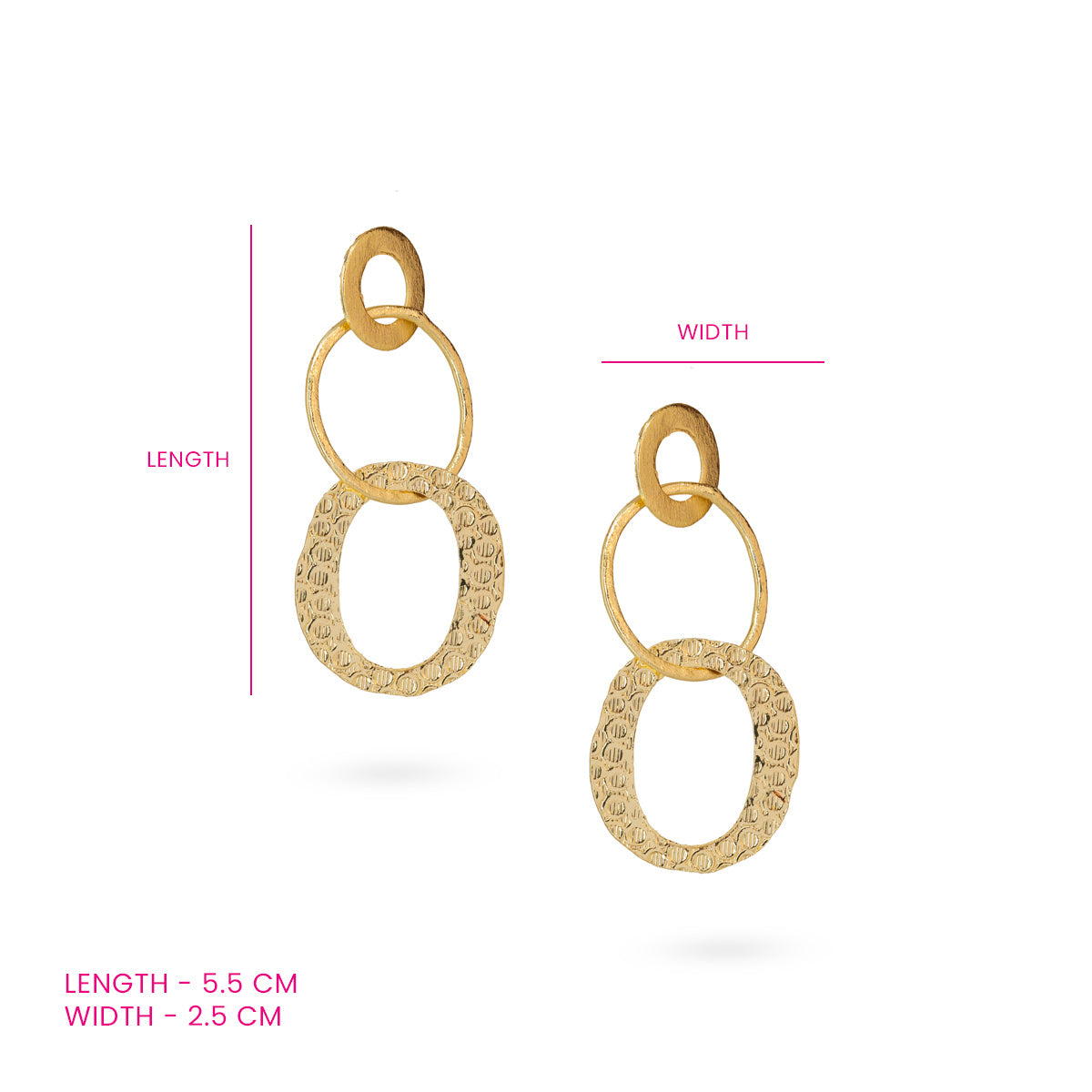 Textured Dual Oval Brass Earrings