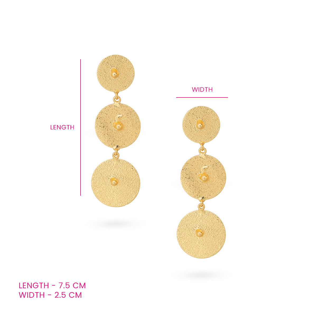 Triple Disc Textured Brass Earrings