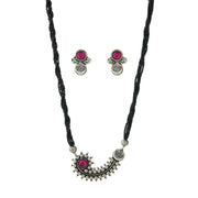 Oxidized Silver Nath Design Mangalsutra with Matching Earrings