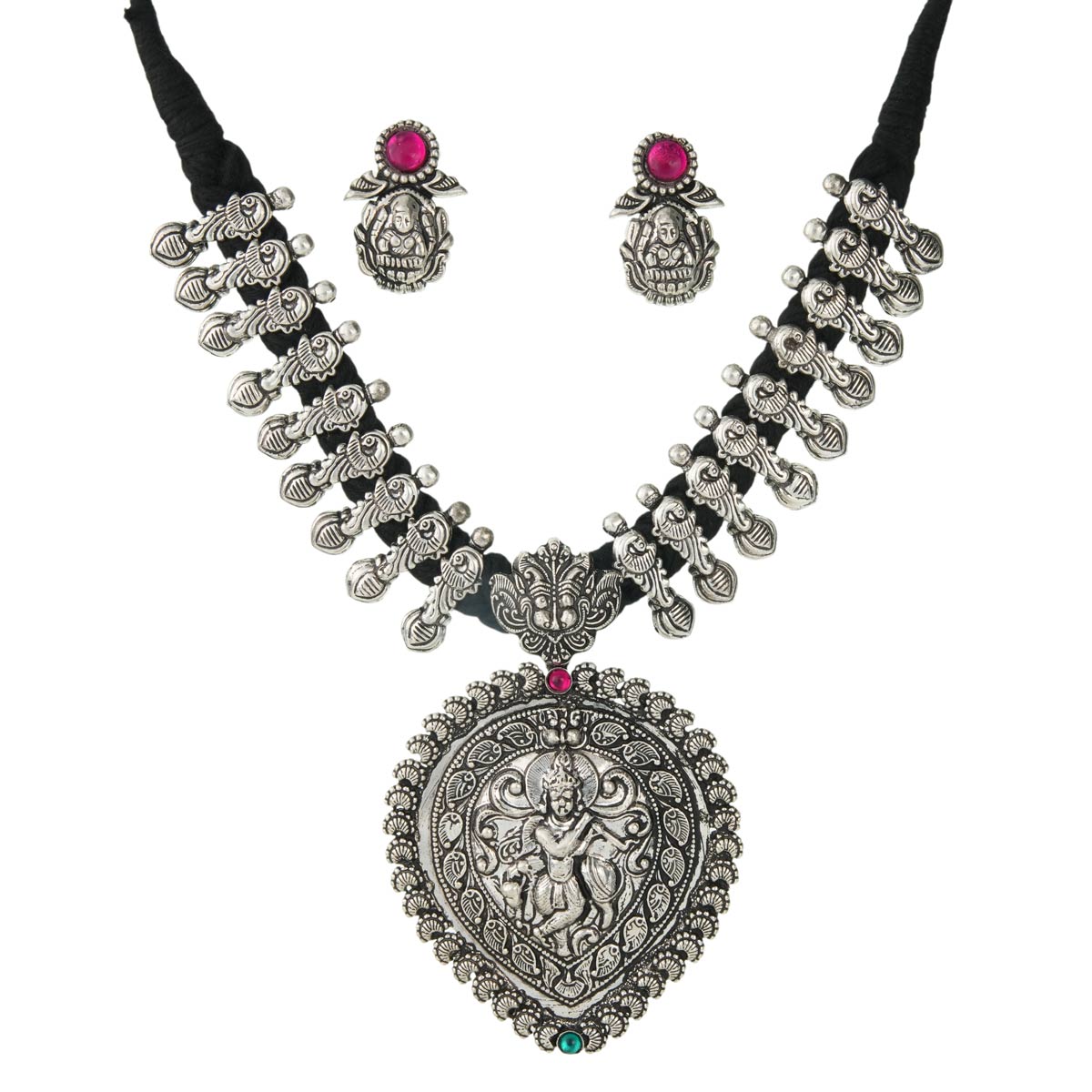 Devi Oxidized Silver Statement Necklace Set