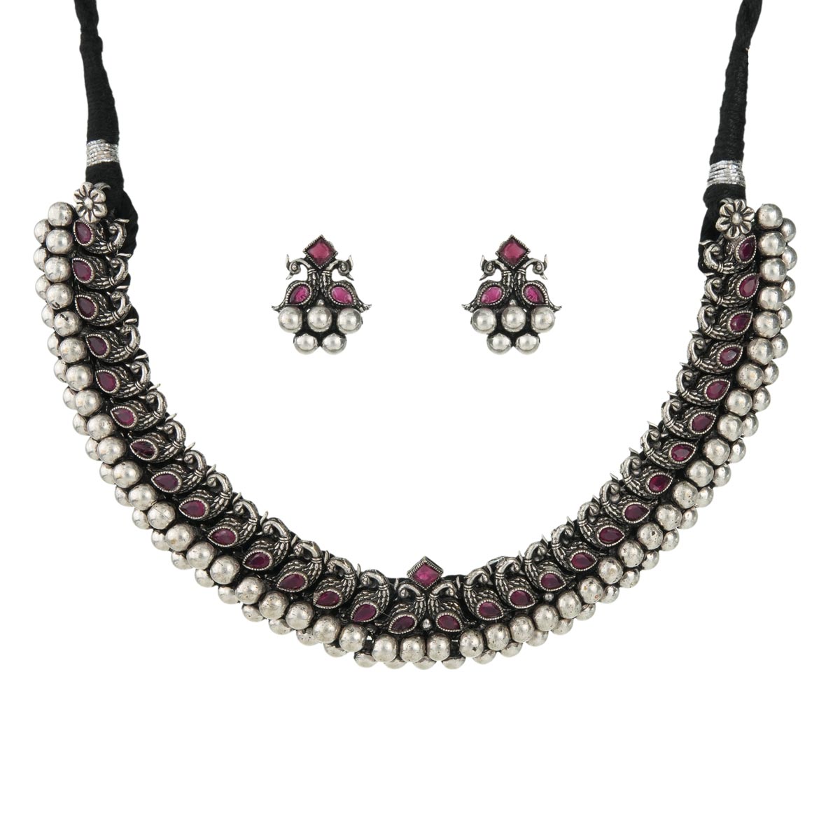 Traditional Oxidized Silver Choker