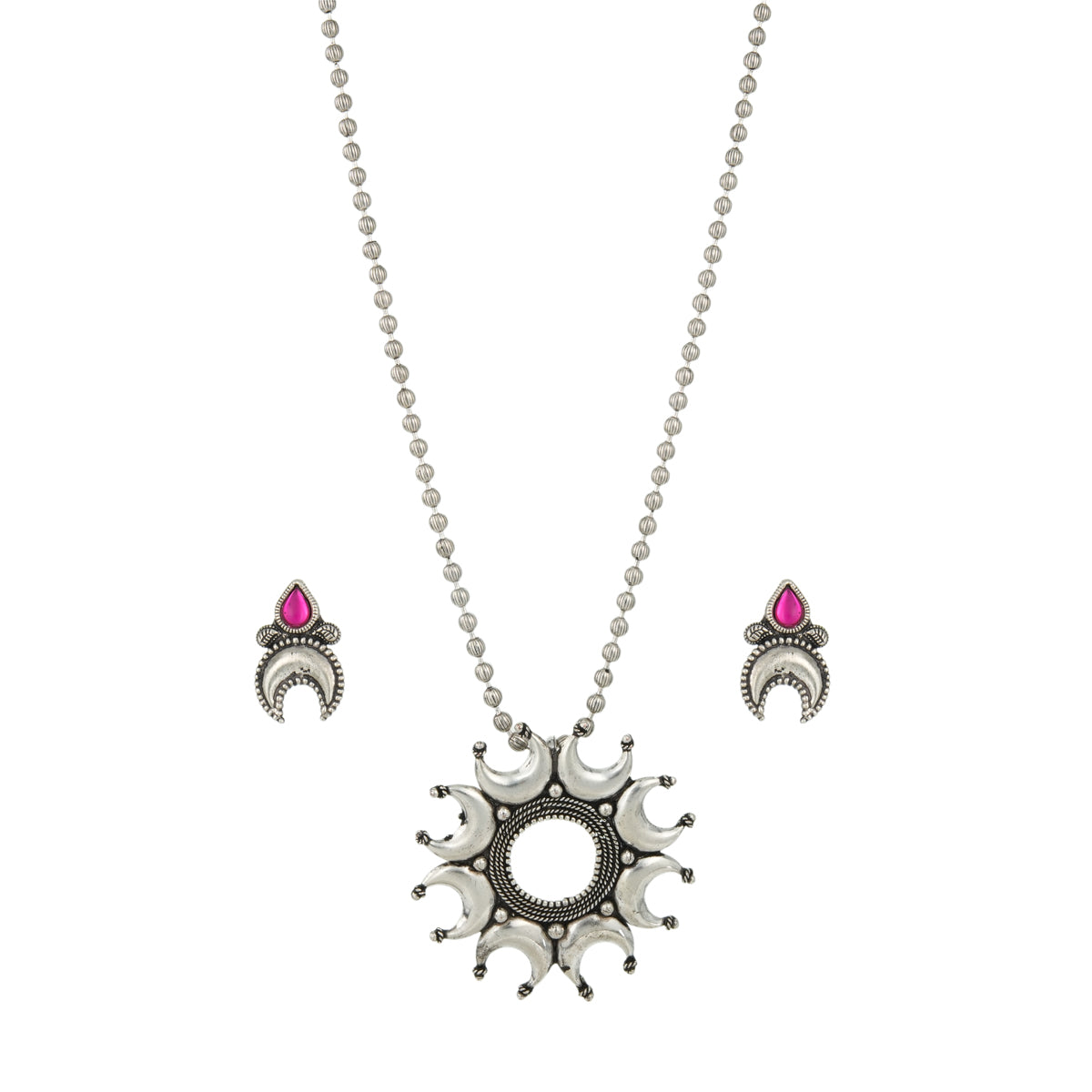 Moon and Sun Motif Necklace Set