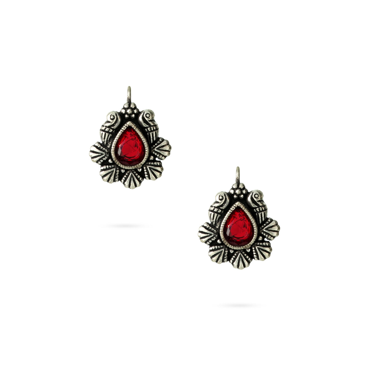 Red Teardrop Stone Earrings