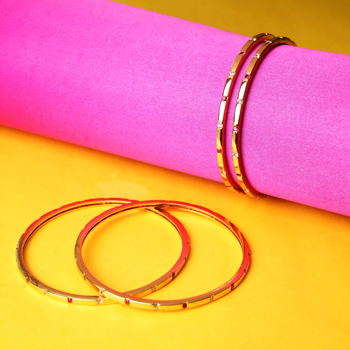 Elegant Ruby and Diamond Bangle - Single Bangle