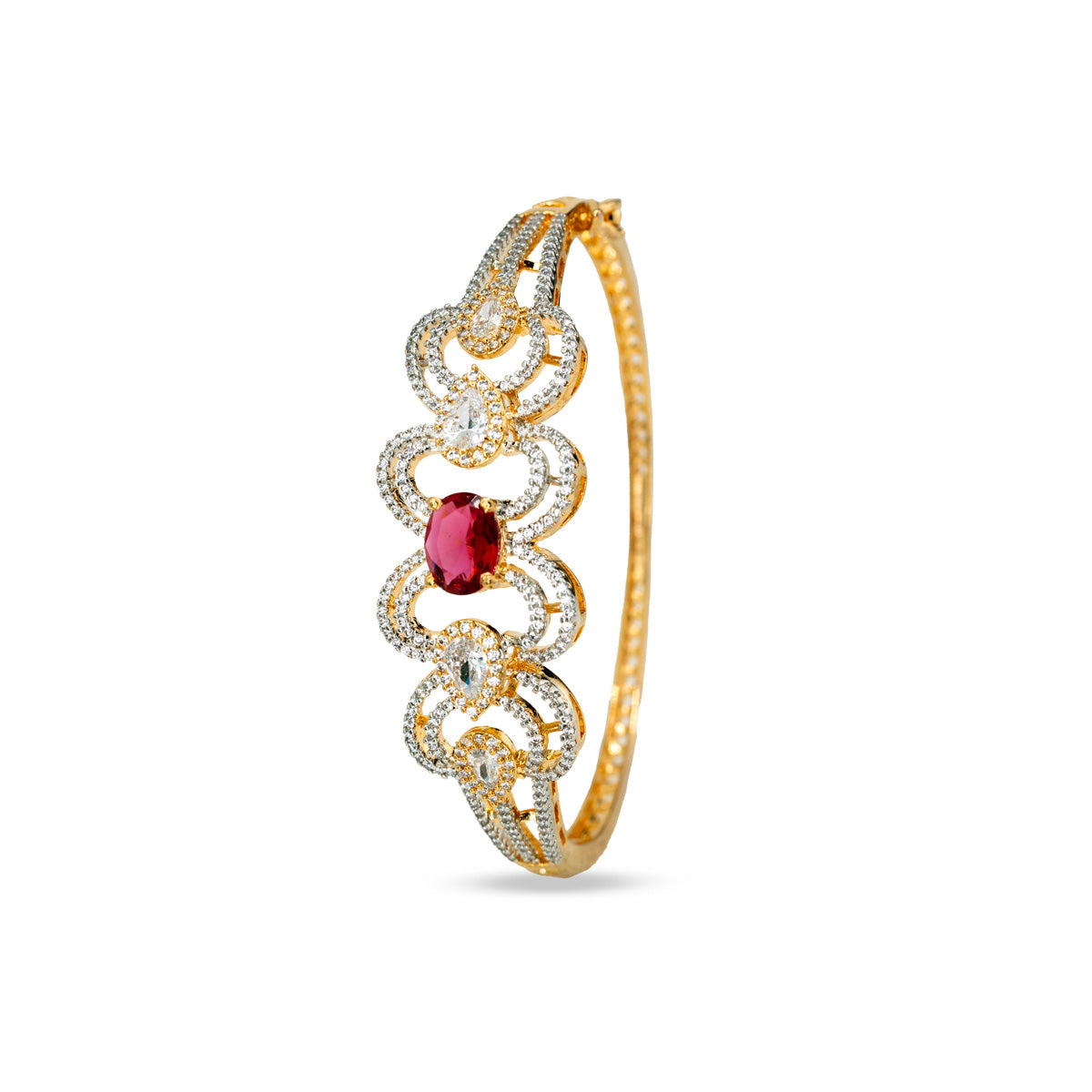 Elegant Ruby Stone Brass Bangle