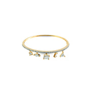 Elegant Dangling Zircon Charm Brass Bangle