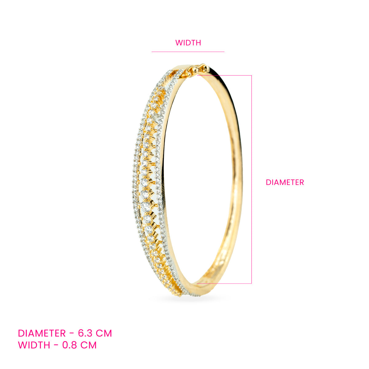 Elegant Dual-Tone Zircon Brass Bangle