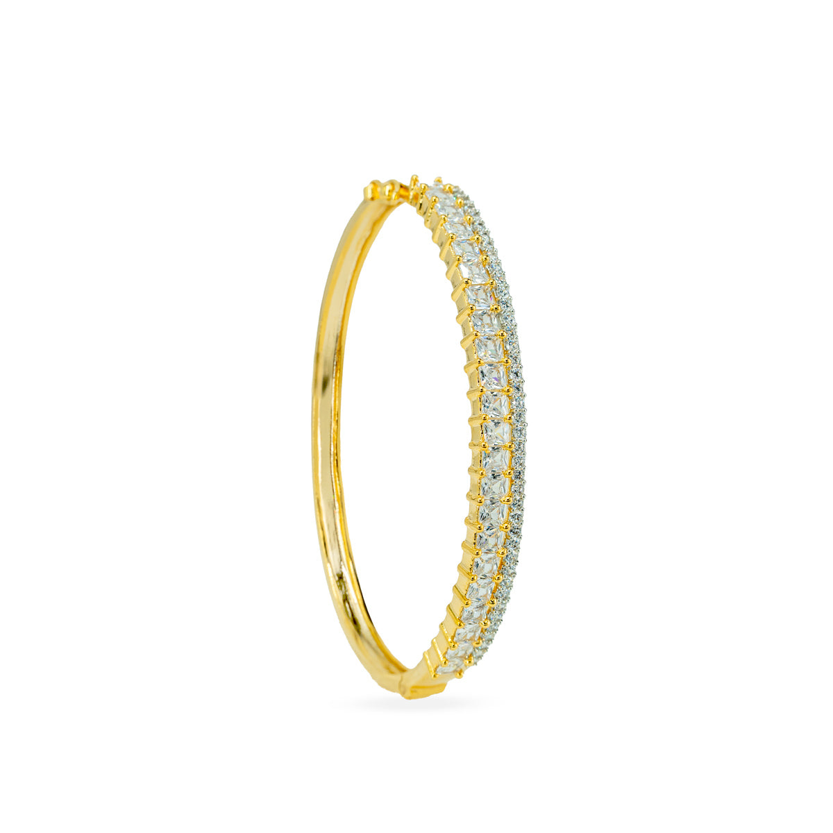 Double-Row Zircon Brass Bangle