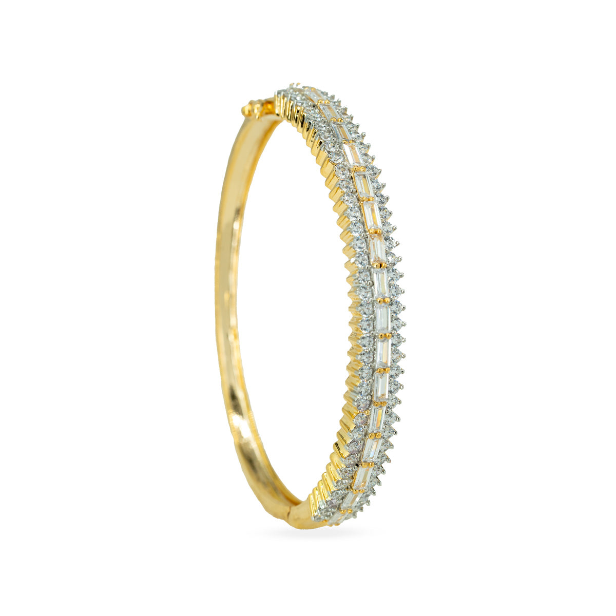 Baguette-Cut Zircon Brass Bangle