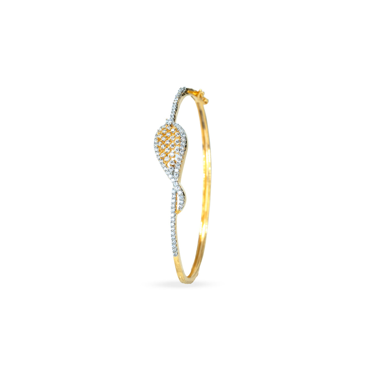 Heart-Shaped Zircon Brass Bangle