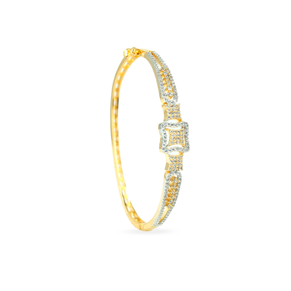 Geometric Zircon Brass Bangle