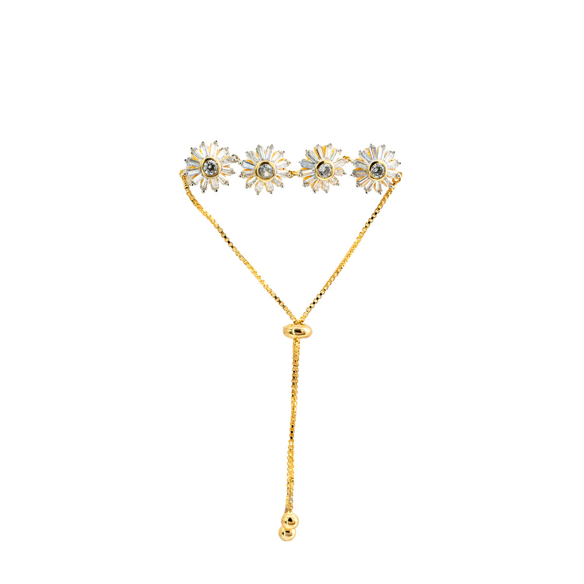 Gold-Plated Floral Adjustable Bracelet