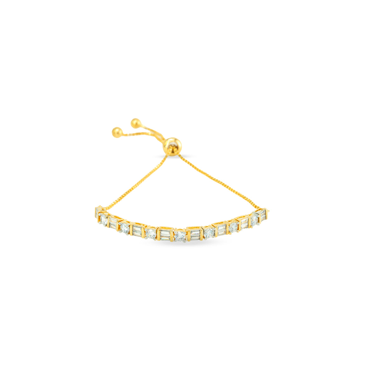 Gold-Plated Adjustable Bracelet with Zircon Detailing