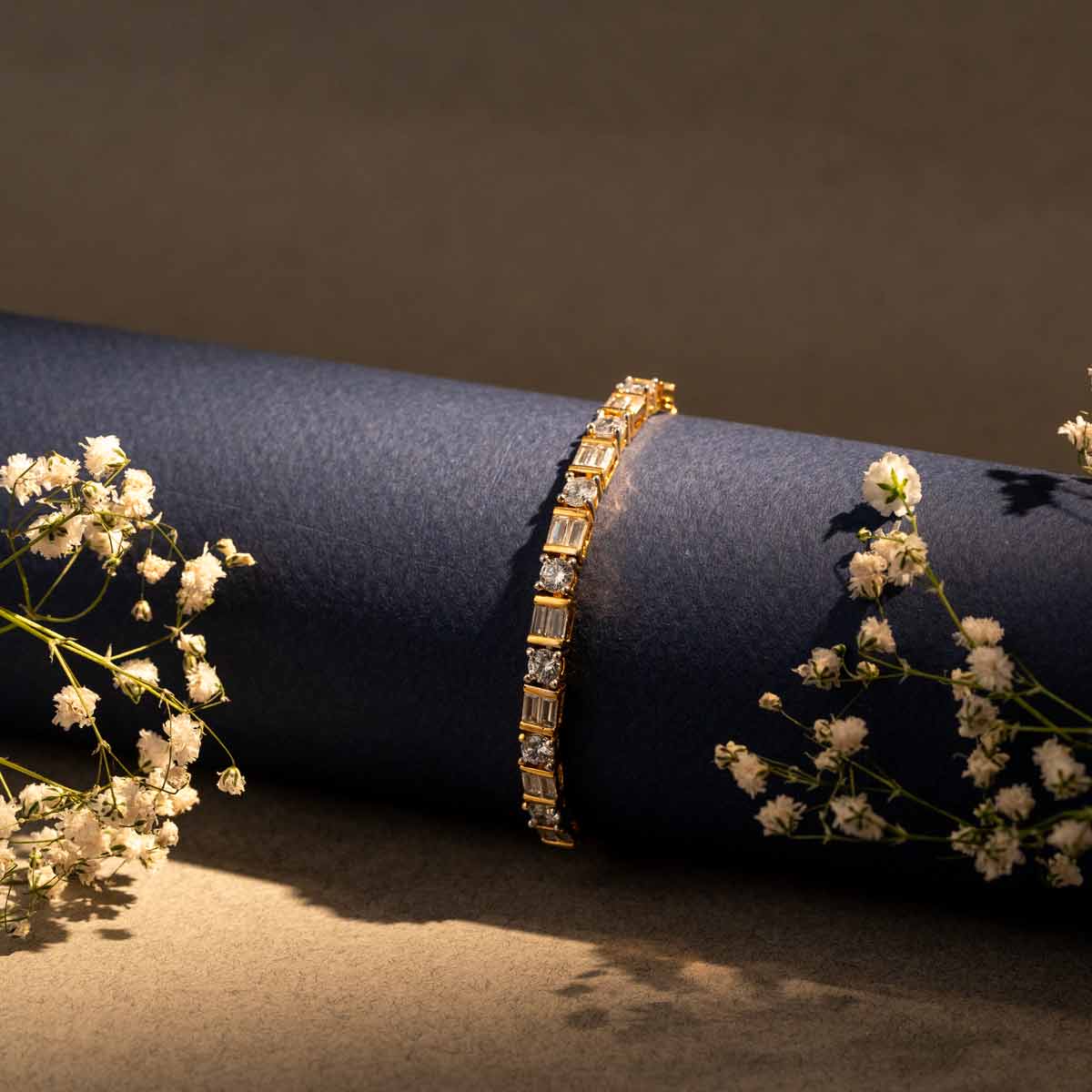 Gold-Plated Adjustable Bracelet with Zircon Detailing