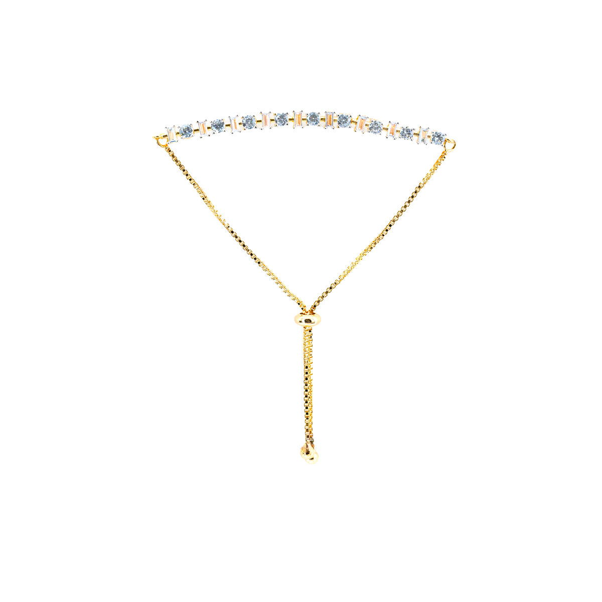 Gold-Plated Adjustable Slider Bracelet with Zircon Embellishments