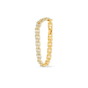 Gold-Plated Double-Row Link Bracelet with Zircon Accents