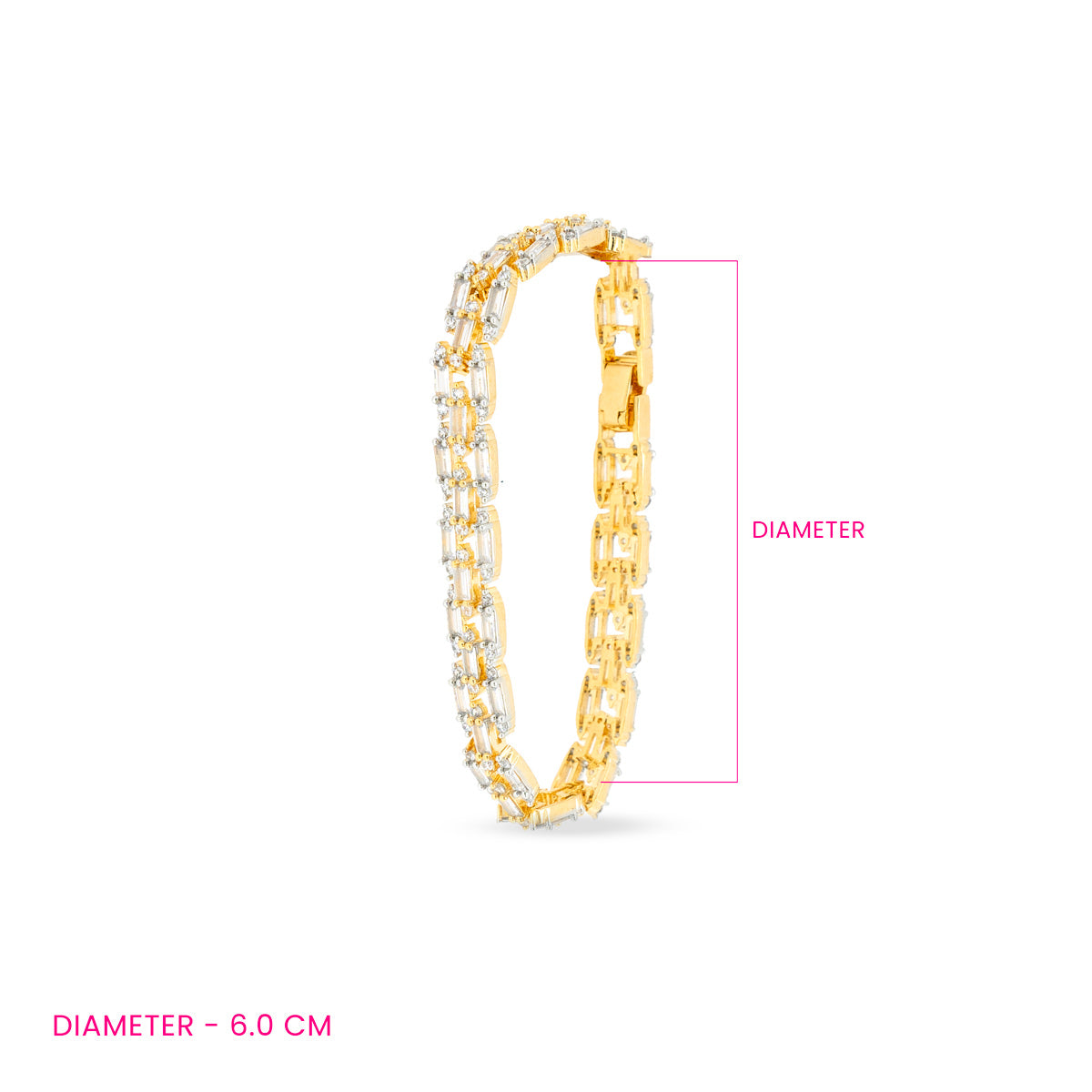 Gold-Plated Double-Row Link Bracelet with Zircon Accents