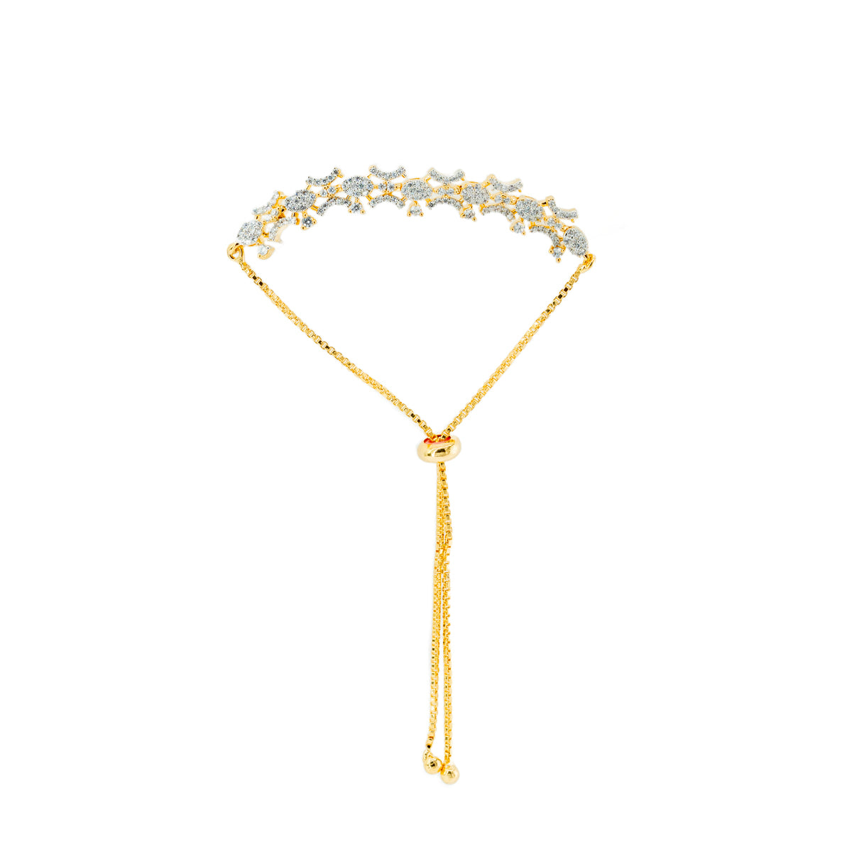 Adjustable Gold-Plated Zircon Floral Bracelet