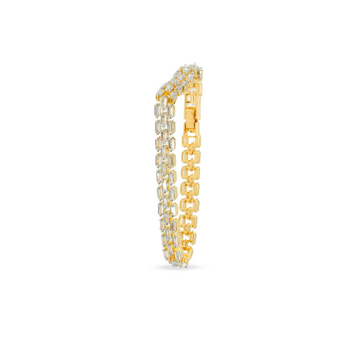 Gold-Plated Double-Row Zircon Bracelet