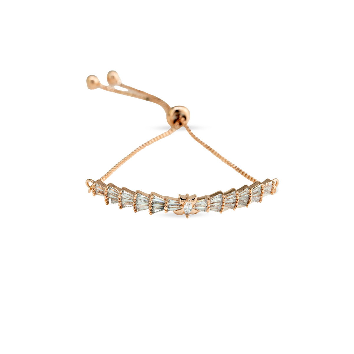 Rose Gold Adjustable Bracelet with Radiant Zircon Accents