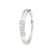 Triple Halo Zircon Silver Bangle