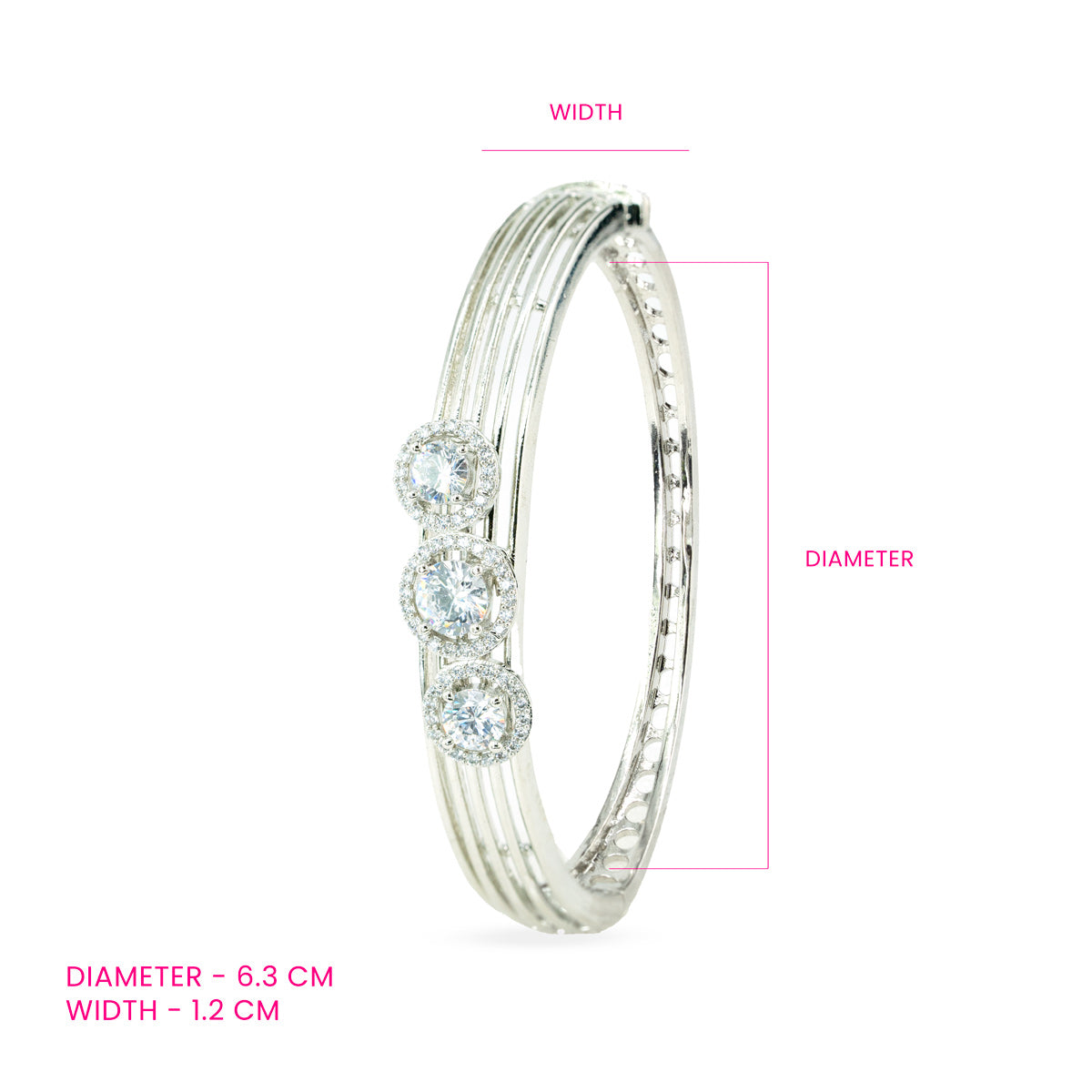 Triple Halo Zircon Silver Bangle