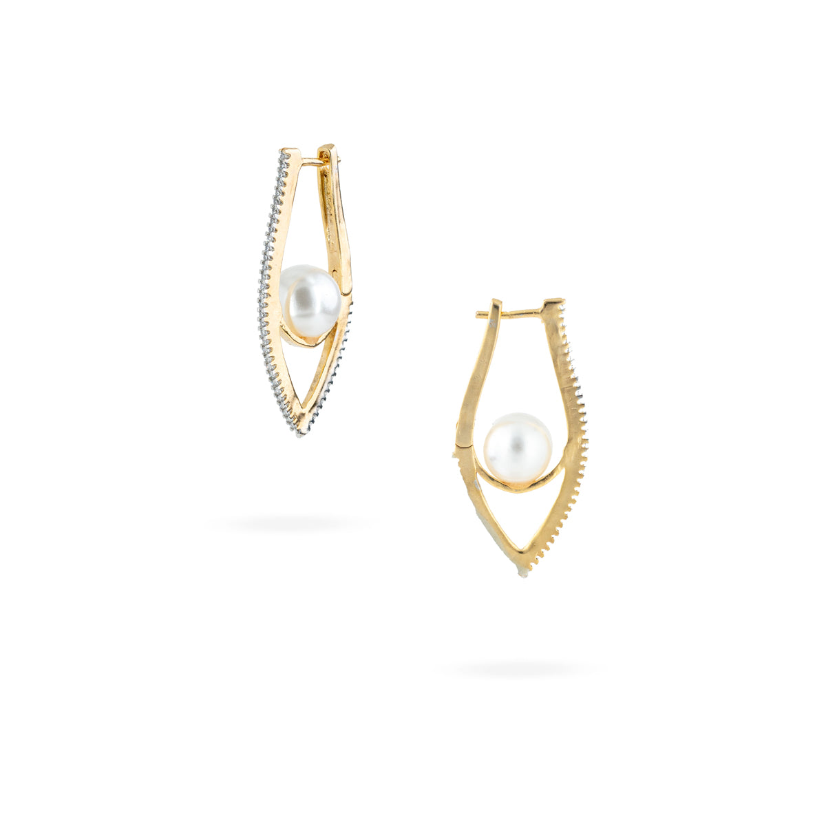 Dual Pearl Elegance Gold Drop Earrings