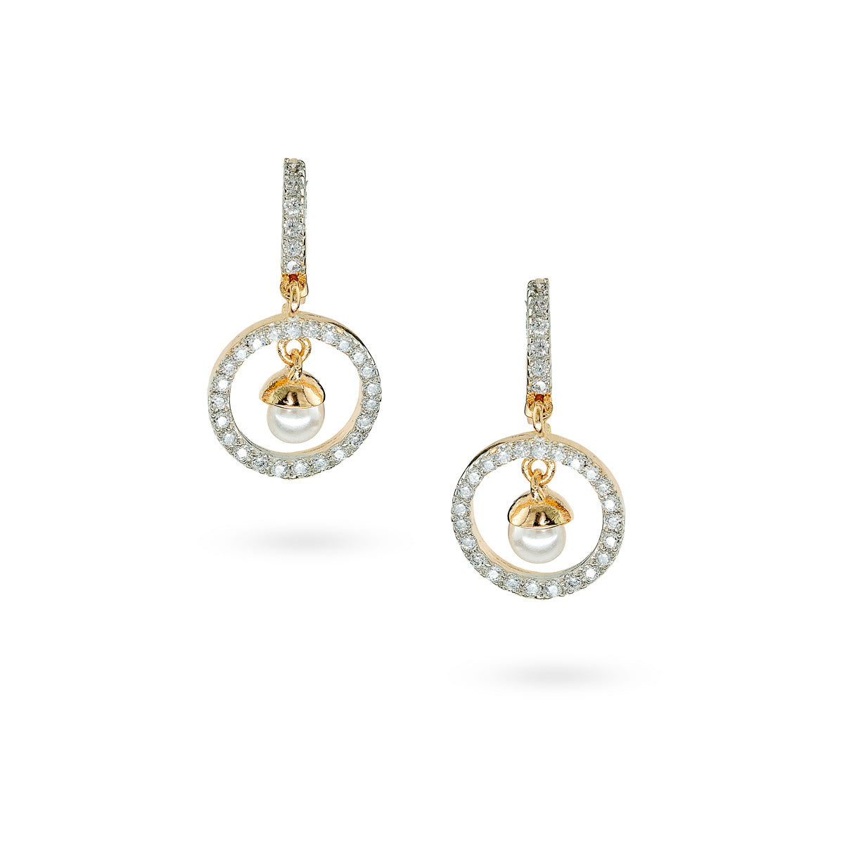 Pearl Hoop Zircon Earrings