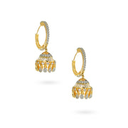 Golden Regal Beaded Hoop Earrings