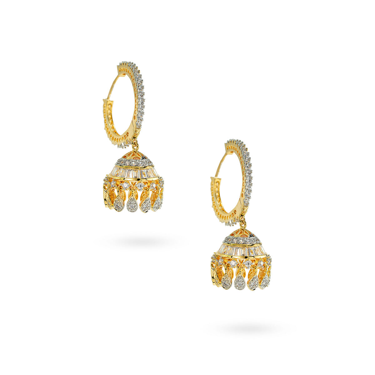 Golden Regal Beaded Hoop Earrings