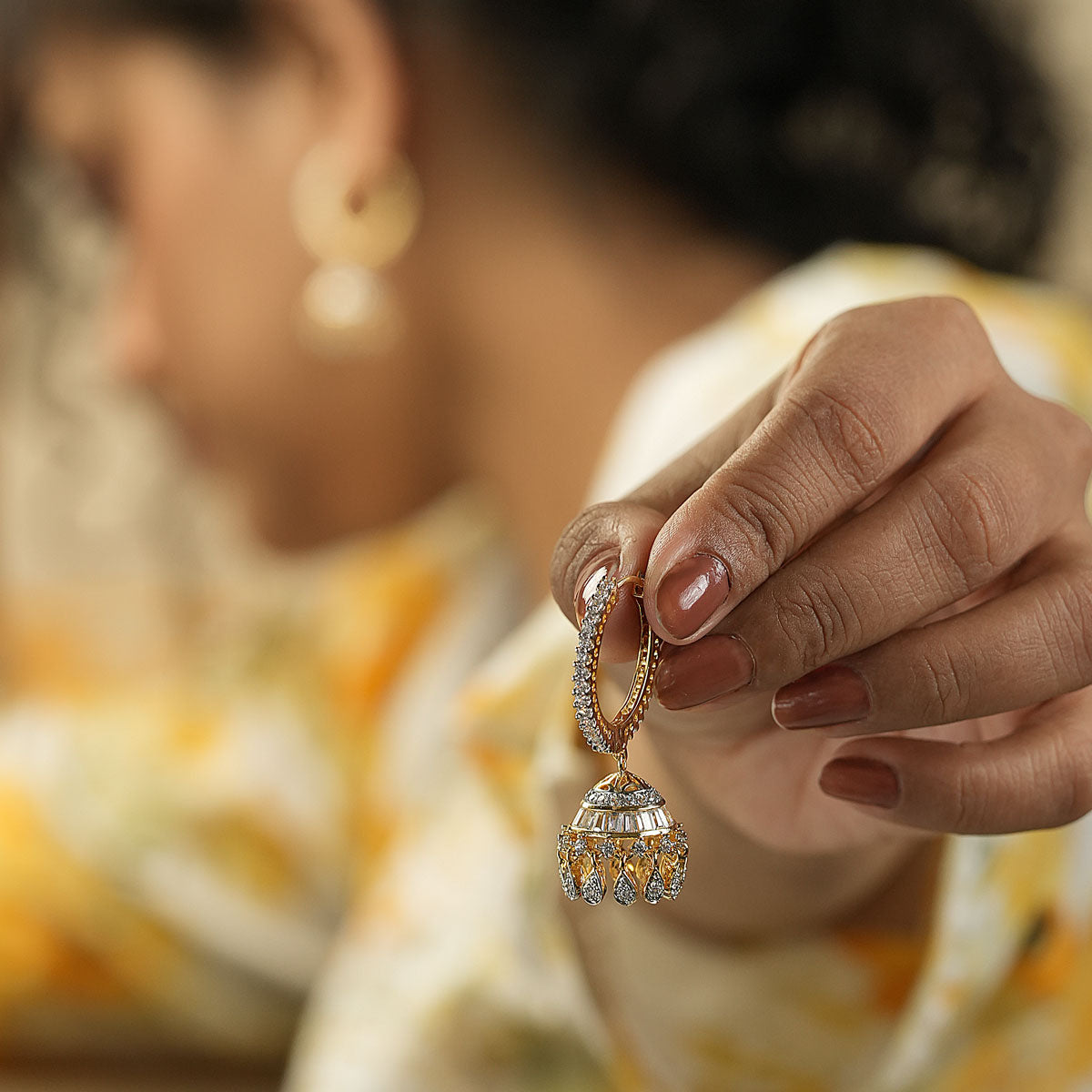 Golden Regal Beaded Hoop Earrings