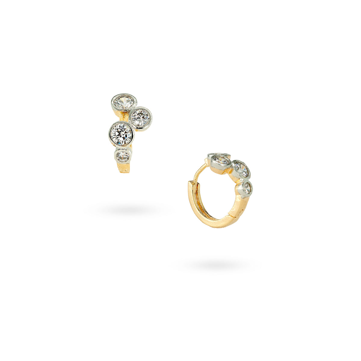 Golden Twirl CZ Studded Earrings