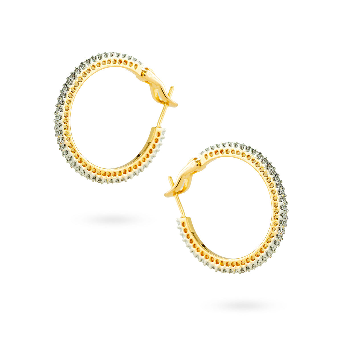 Classic Dual-Tone Textured Hoop Earrings