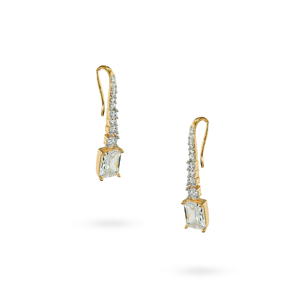 Square Radiance CZ Stone Drop Earrings