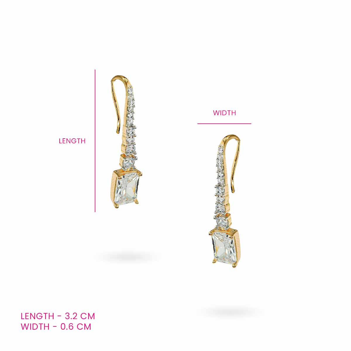 Square Radiance CZ Stone Drop Earrings