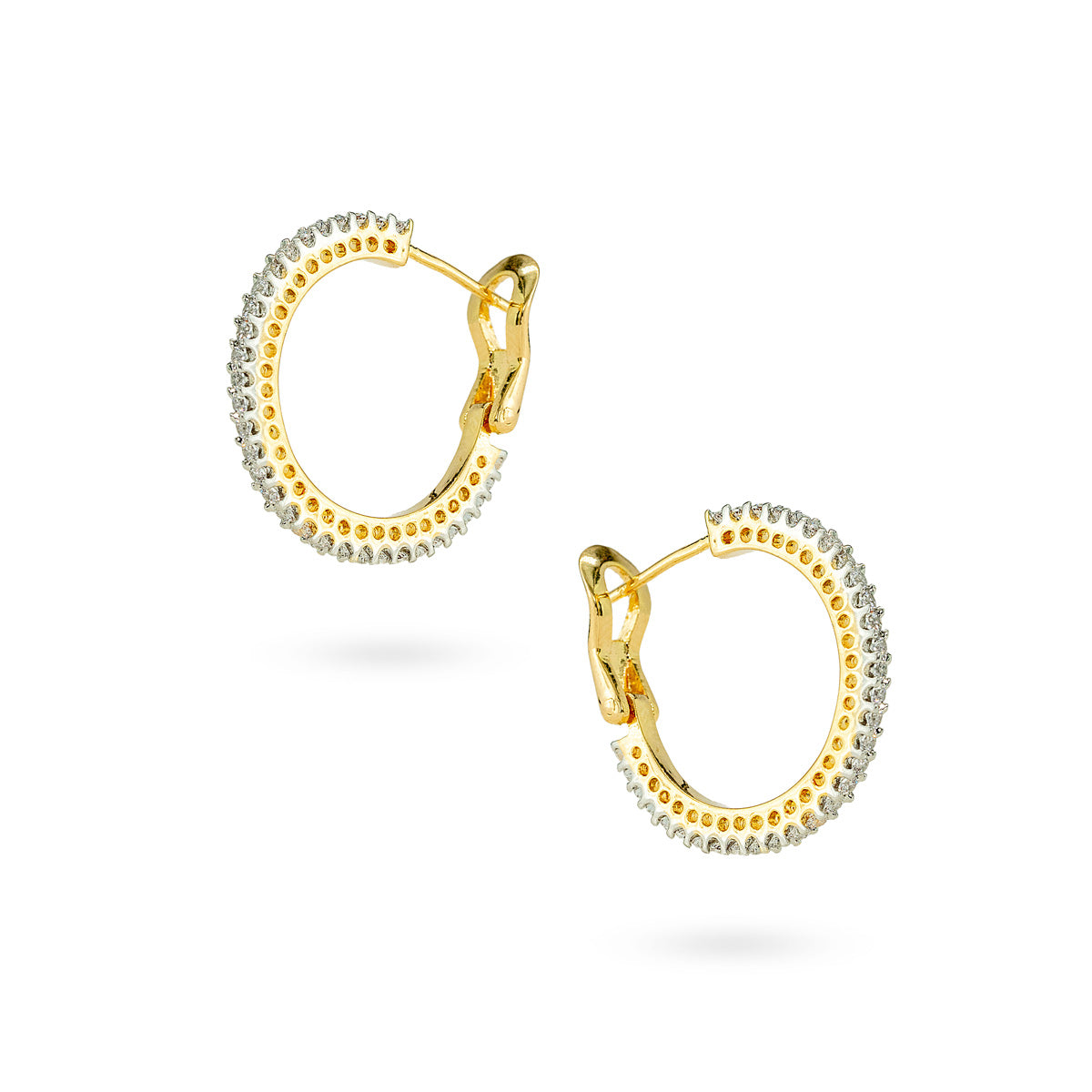 Elegant Textured Dual-Tone Hoop Earrings