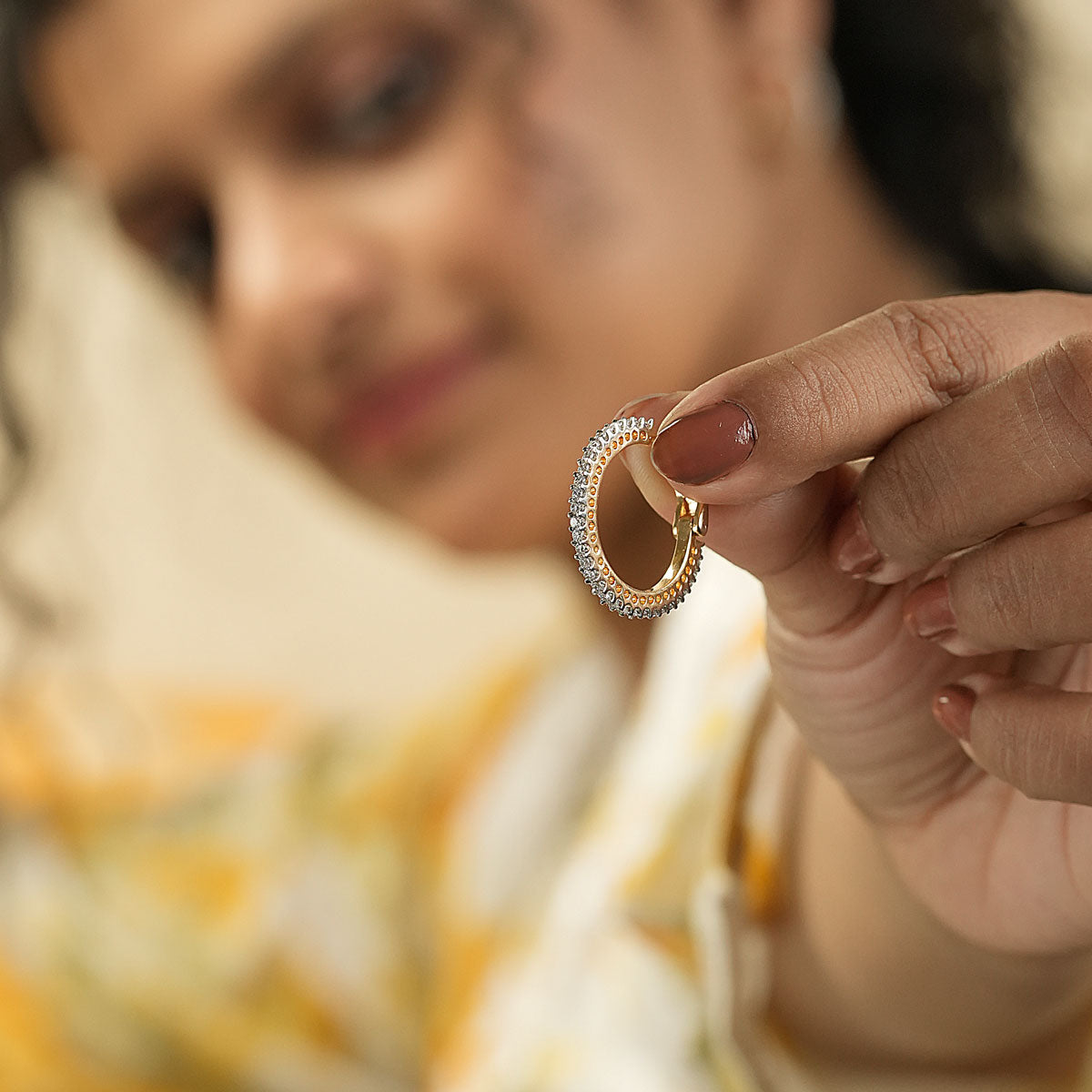 Elegant Textured Dual-Tone Hoop Earrings