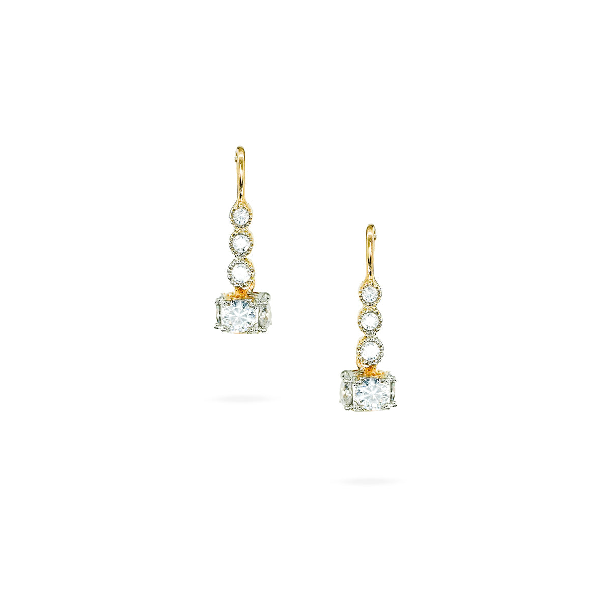 Exquisite Drop Earrings with Square-Cut Stones