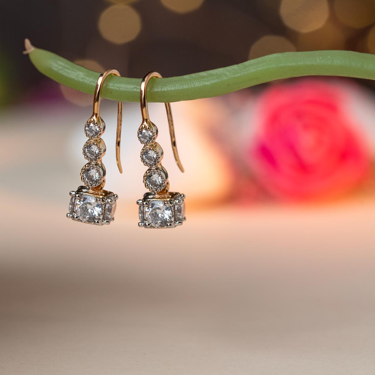 Exquisite Drop Earrings with Square-Cut Stones