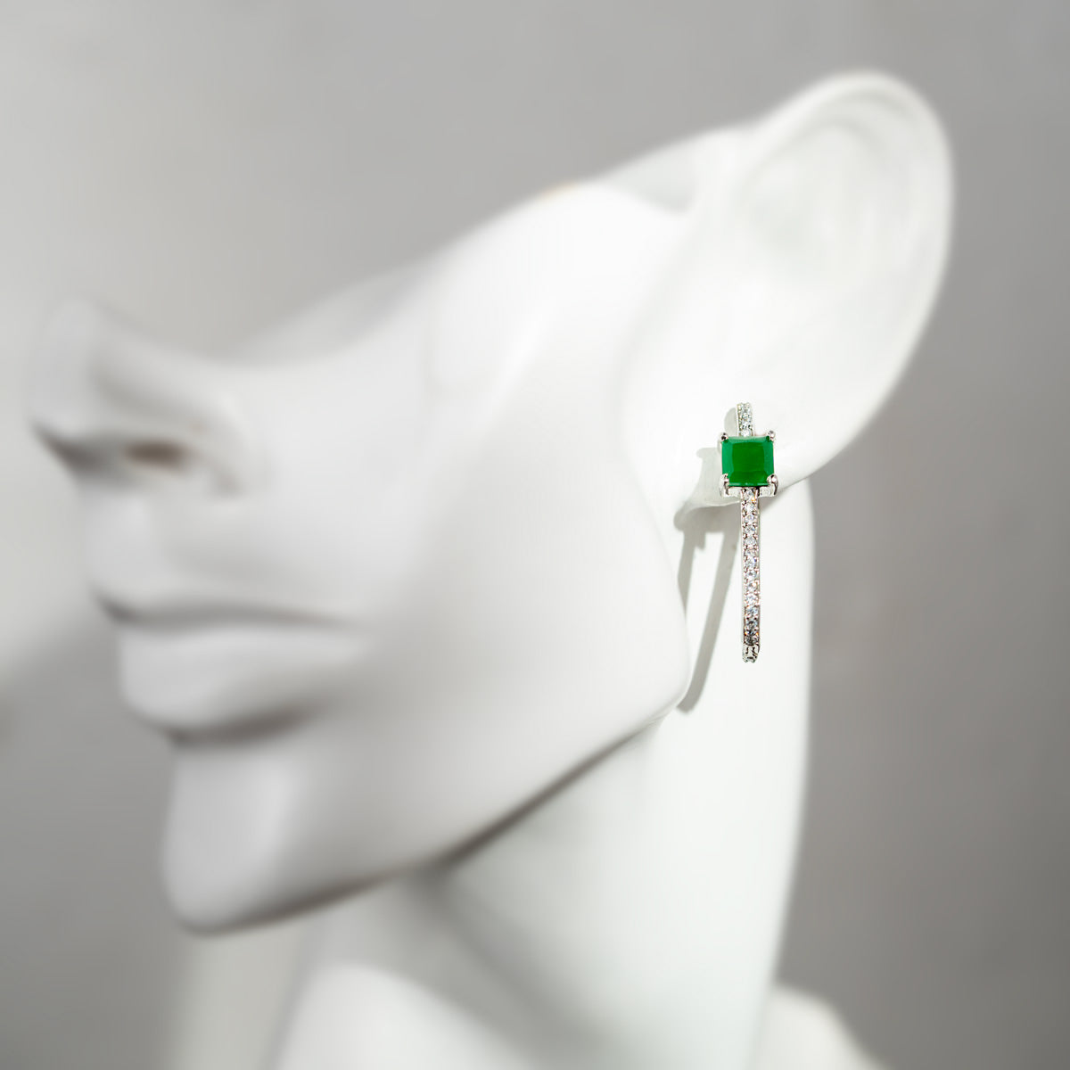 Elegant Green Stone Hoop Earrings